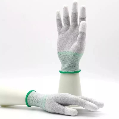 13 Ölçer Karbon Fiber Örme Beyaz PU Kaplı İş Eldivenleri Anti ESD Eldivenler