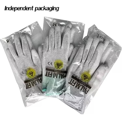 Anti Statik ESD Eldiven Tiftiksiz ESD PU Kaplamalı Palm Fit Eldivenler Karbon Fiber Antistatik Güvenlik İş Eldivenleri