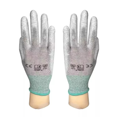 13 Ölçer Örme Astarlı Pu Kaplı Eldivenler ESD Antistatik Karbon Fiber Parmak Erkekler İnşaat Eldivenleri