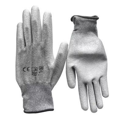 13 Ölçer Örme Astarlı Pu Kaplı Eldivenler ESD Antistatik Karbon Fiber Parmak Erkekler İnşaat Eldivenleri