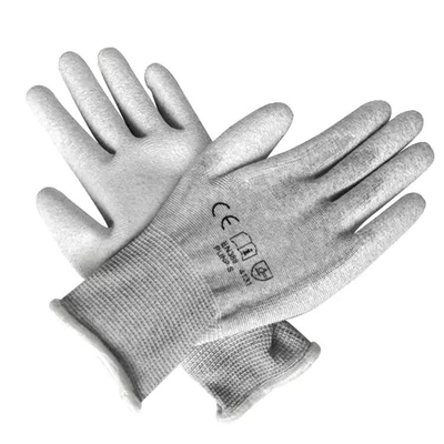 13 Ölçer Örme Astarlı Pu Kaplı Eldivenler ESD Antistatik Karbon Fiber Parmak Erkekler İnşaat Eldivenleri