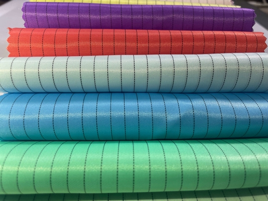 Üniformalar için% 100 Polyester Antistatik İletken Kumaşlar Şerit Anti-Statik Esd Poli Dimi Izgara Kumaşlar