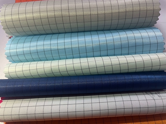 5mm Izgara Turuncu Pembe Polyester Anti - Statik ESD Antistatik Giyim İçin Dokuma Kumaş