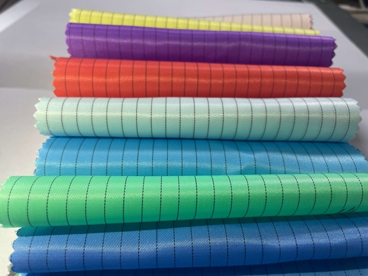 130GSM Anti Statik ESD Polyester 5mm Şerit Polyester Karbon ESD Kumaş