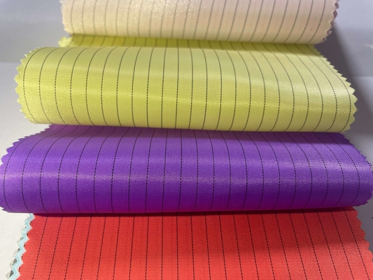 130GSM Anti Statik ESD Polyester 5mm Şerit Polyester Karbon ESD Kumaş