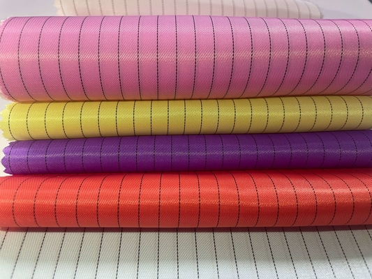 130GSM Anti Statik ESD Polyester 5mm Şerit Polyester Karbon ESD Kumaş