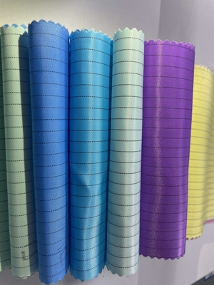 Temiz Oda Toz Geçirmez 5mm Izgara Üniforma Kumaş Polyester Anti statik ESD Anti Statik Kumaş İş Giysisi İçin