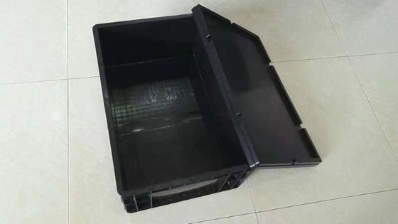 Anti-Statik İletken Temiz Oda Bölücülü ESD Çöp Kutusu Tepsisi Siyah Antistatik Kaplar Kapaklı ESD Plastik Kutu