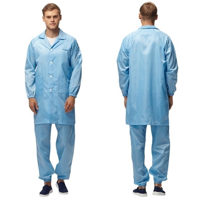Anti Statik ESD Çalışma Elbisesi %98 Polyester %2 Karbon Temiz Oda Giysileri