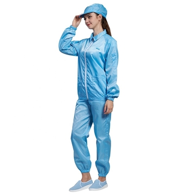 5mm Izgara Anti Statik Giysiler Polyester Pamuklu Temiz Oda Önlüğü