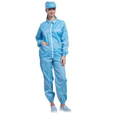 5mm Izgara Anti Statik Giysiler Polyester Pamuklu Temiz Oda Önlüğü