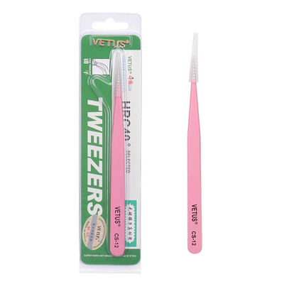 Pembe Düz ST-12 Vetus Kirpik Cımbızı Uzantıları Paslanmaz Çelik