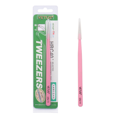 Pembe Düz ST-12 Vetus Kirpik Cımbızı Uzantıları Paslanmaz Çelik