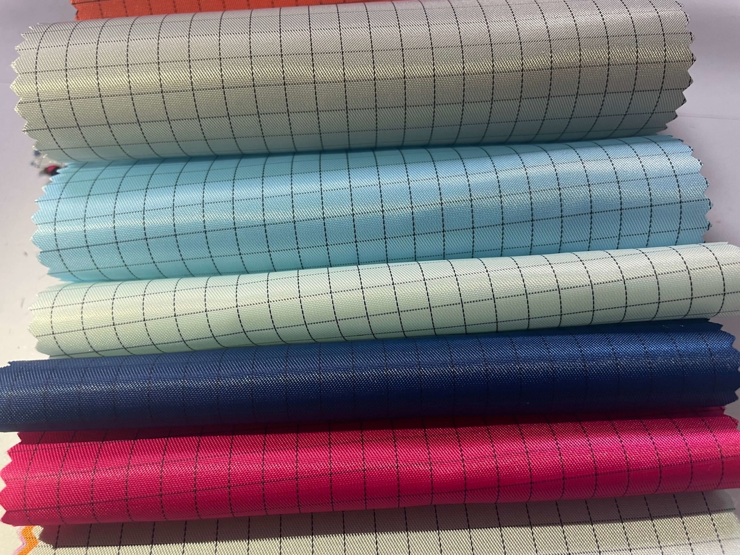 5mm Izgara Turuncu Pembe Polyester Anti - Statik ESD Antistatik Giyim İçin Dokuma Kumaş