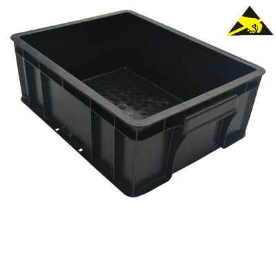 Esd Plastik Kutu Temiz Oda Siyah Plastik Sirkülasyon Kasası Esd Pcb Tepsileri Anti-Statik Koruma için Esd İstiflenebilir Kutular
